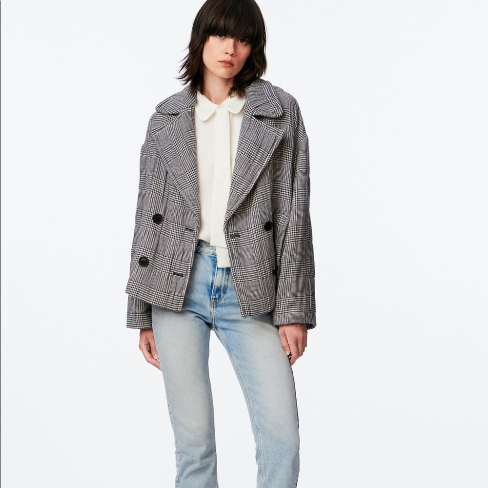 ZARA QUILTED CHECKERED LONG SLEEVE JACKET - Picture 2 of 12